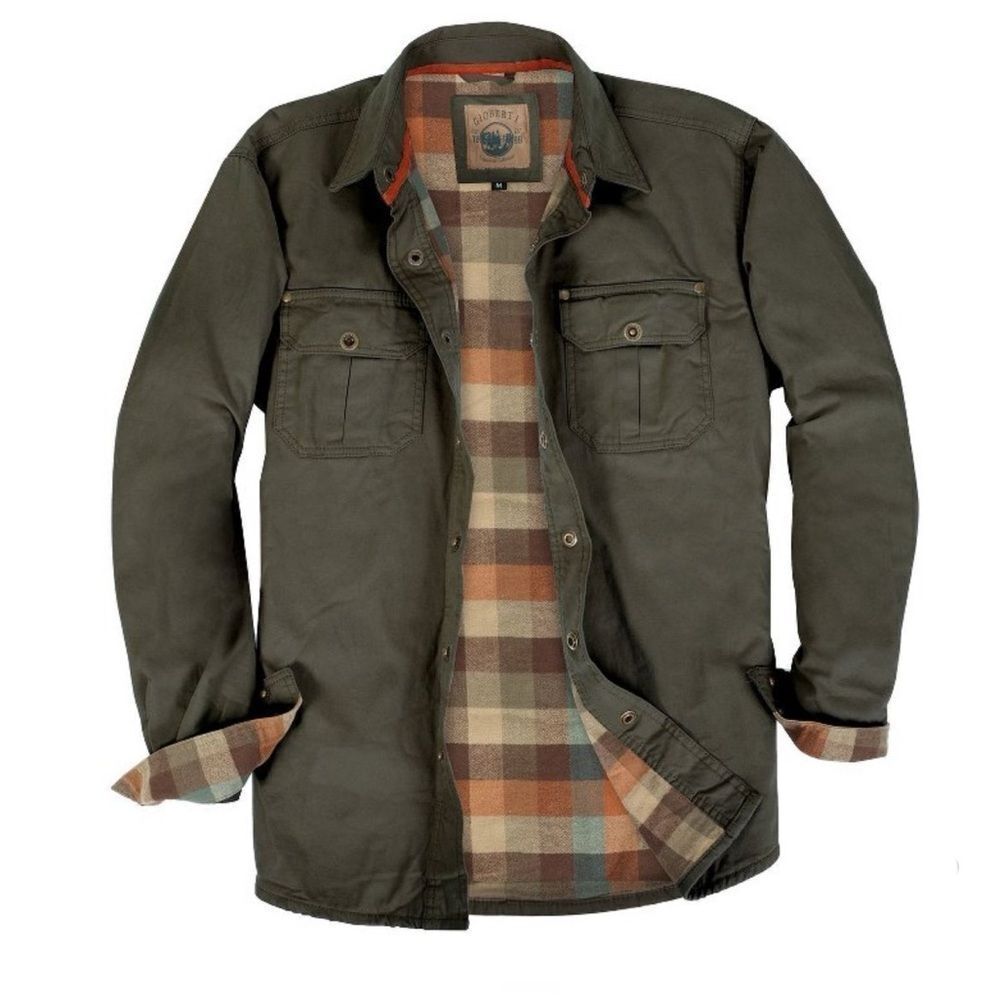 GIOBERTI Olive Green 100% Cotton & Soft Twill Shirt Jacket w/ Flannel Lining-XL